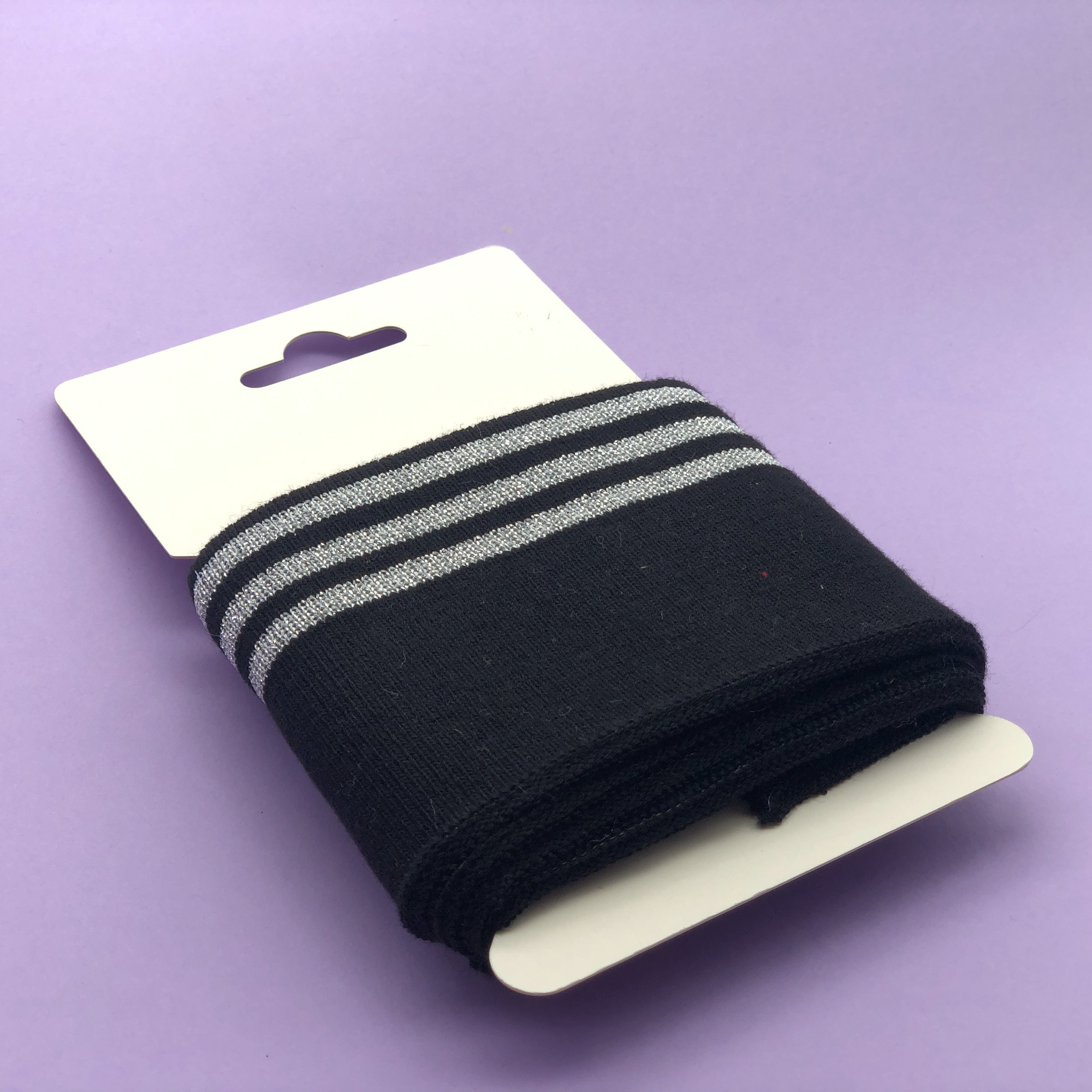 Black and Silver Lurex Ribbed Trim - Maison Klem